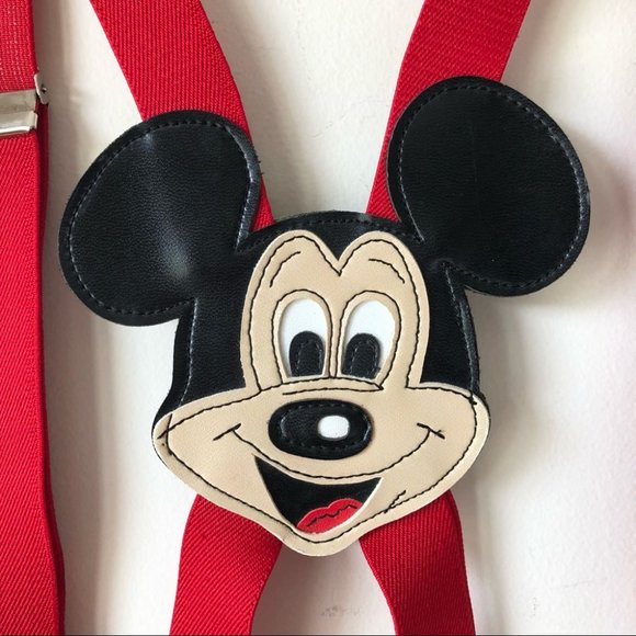 Vintage Disney Mickey Mouse Red Elastic Suspenders - Picture 3 of 6